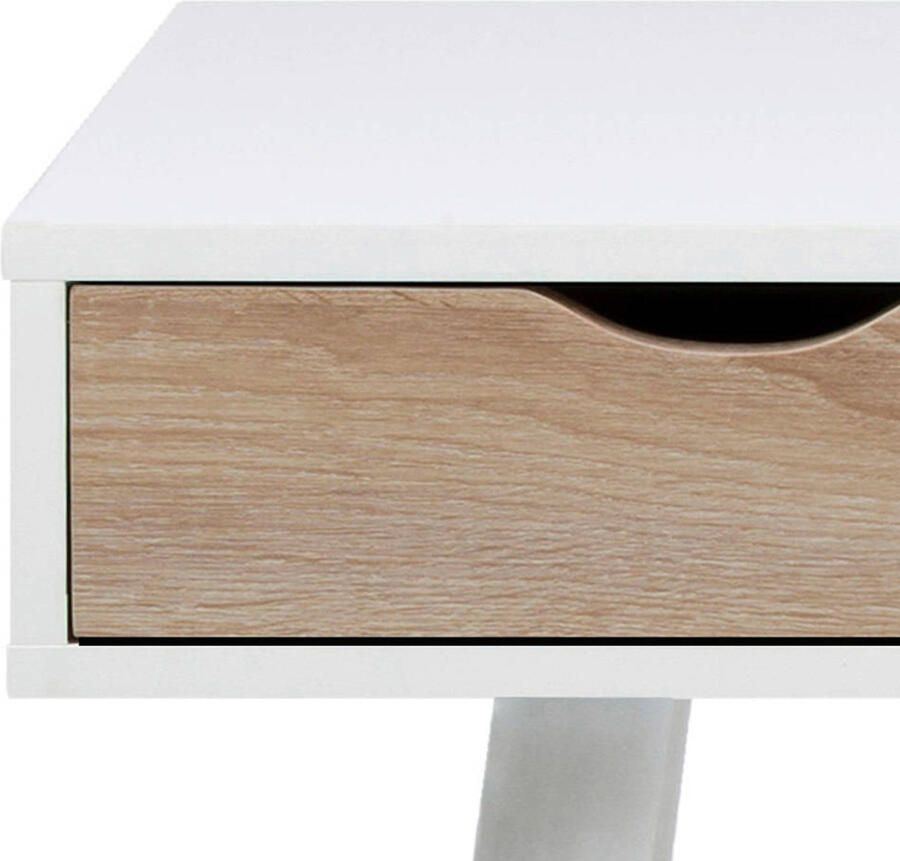 Bendt Bureau sidetable Märta 110 x 50cm met 3 laden wit hout - Foto 5