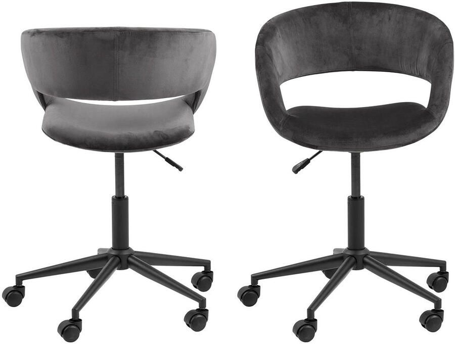 Merkloos Sans marque Burostoel Glud in grijze velours stof en in hoogte verstelbaar - Foto 3