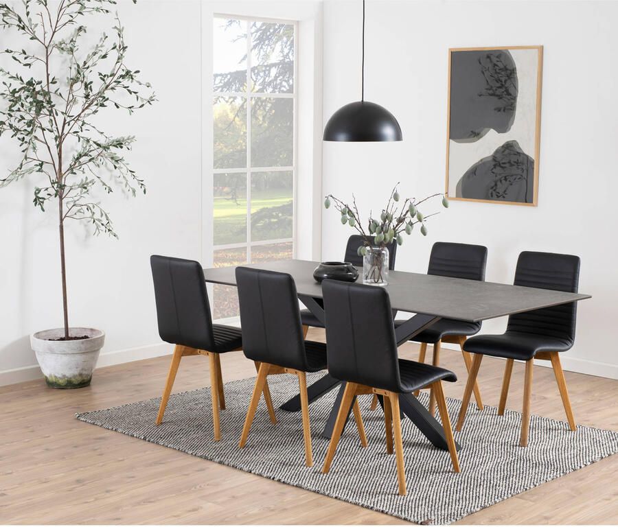Leen Bakker Eetkamertafel Furudal zwart 75 5x200x100 cm - Foto 4