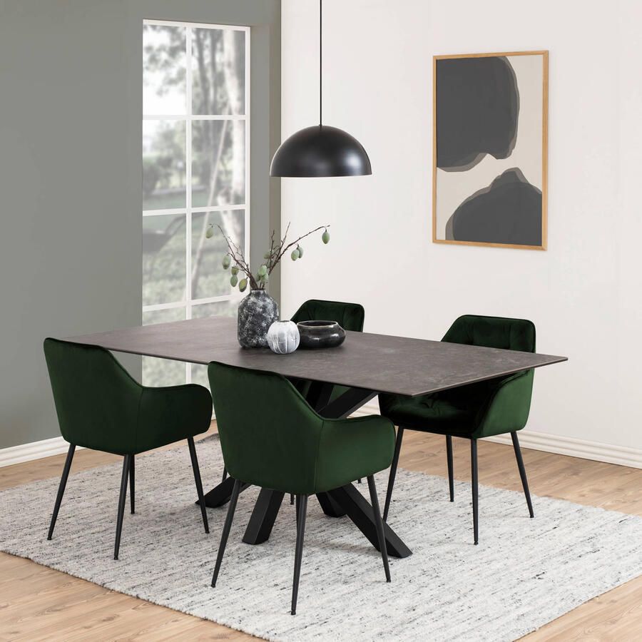 Leen Bakker Eetkamertafel Furudal zwart 75 5x200x100 cm - Foto 5