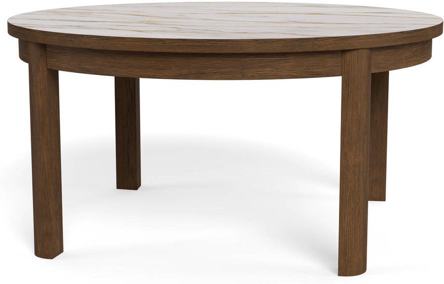 Bendt Ronde Salontafel Jawana Marmerlook en eikenfineer 90cm Beige