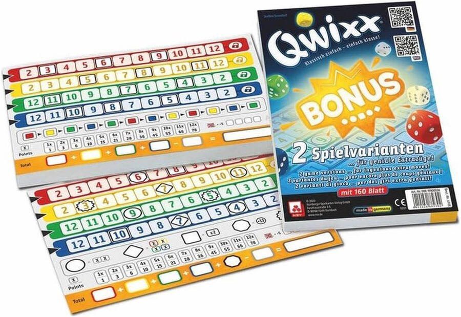 White Goblin Games Qwixx Bonus dobbelspel 2 Nieuwe spelvarianten met 80 scorebladen - Foto 3