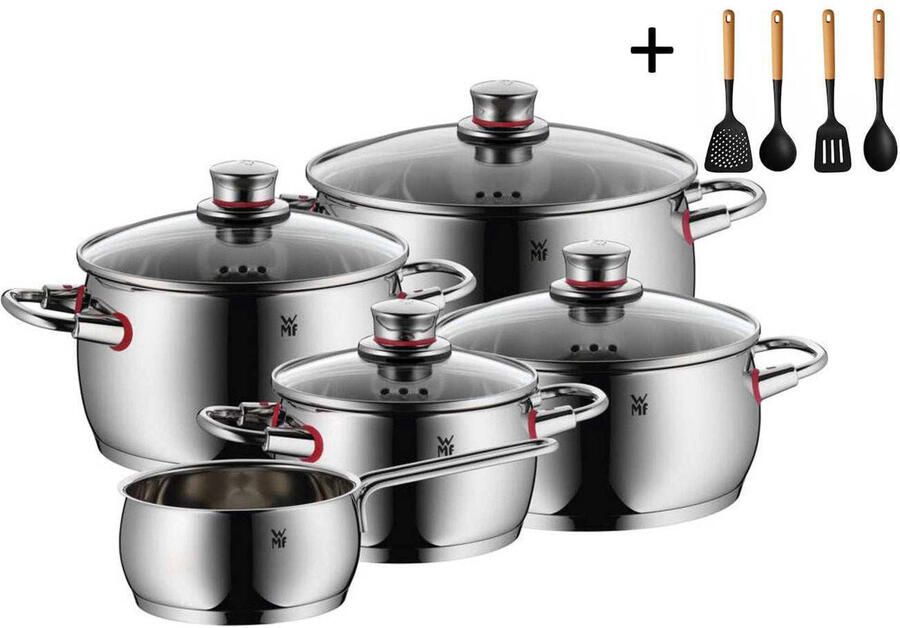 WMF Pannenset Quality One RVS 5-Delig Inclusief GRATIS Kookgerei set Kookpan ø 16 20 en 24 cm en Steelpan ø 16 cm