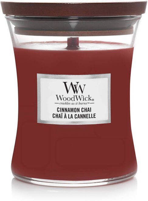 WoodWick Geurkaars Medium Cinnamon Chai 11 cm | ø 10 cm