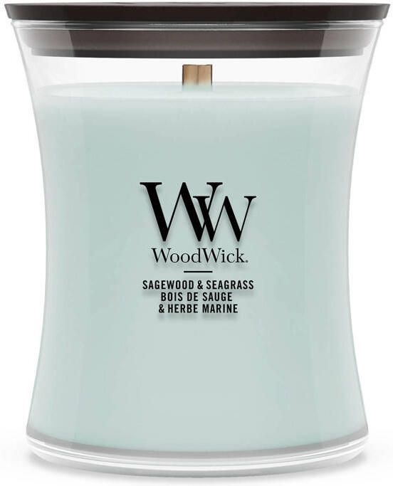 Woodwick Geurkaars Medium Sagewood & Seagrass 11 cm ø 10 cm - Foto 3