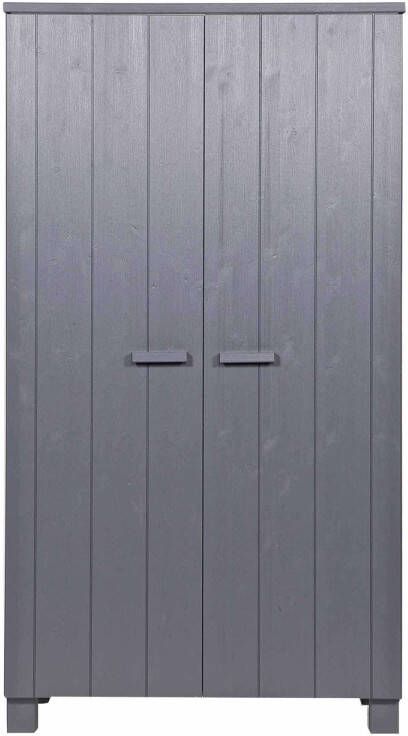 WOOOD | Dennis Kast Grenen Steel Grey Geborsteld | Slaapkamerkasten | KledingkastLinnenkast - Foto 11