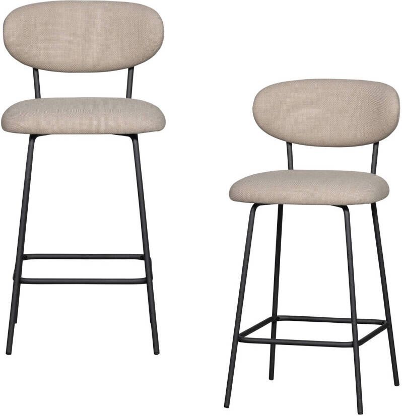 WOOOD Kjeld Barstoelen Polyester Naturel Set van 2