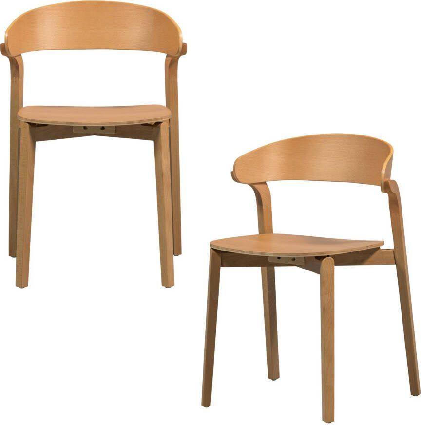 Woood Cras Eetkamerstoelen Naturel Set van 2