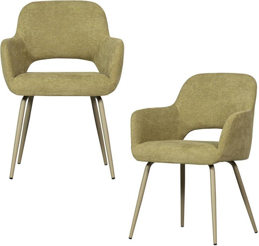 Woood Jenny Eetkamerstoelen Polyester Sage Set van 2