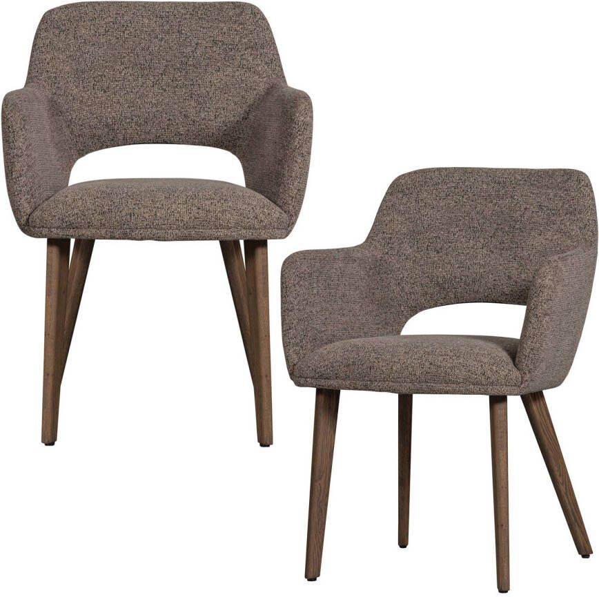 Woood Murat Eetkamerstoelen Houten Bruine Poot Taupe Set van 2