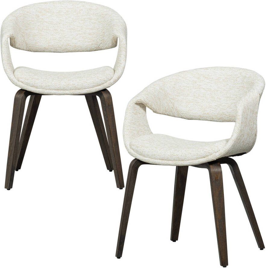 Woood Yossi Eetkamerstoelen Houten Bruine Poot Naturel Set van 2