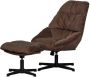 Woood Yaro Draaifauteuil Met Hocker Chenille Espresso 94x71x83 - Thumbnail 2