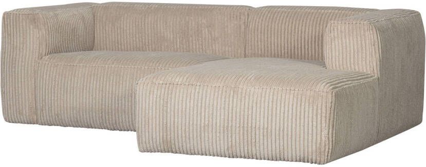 Woood Bean Chaise Longue Rechts Ribstof Travertin 73x254x178