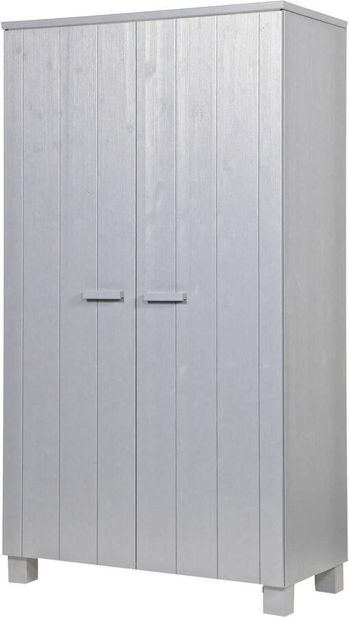 WOOOD | Dennis Kast Grenen Betongrijs Geborsteld | Slaapkamerkasten | KledingkastLinnenkast - Foto 7