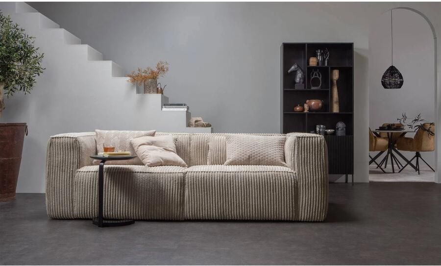 WOOOD | Bean 3 5-zitsbank Grove Ribstof Travertin | Zitmeubels woonkamer | 3 5-zitsbank