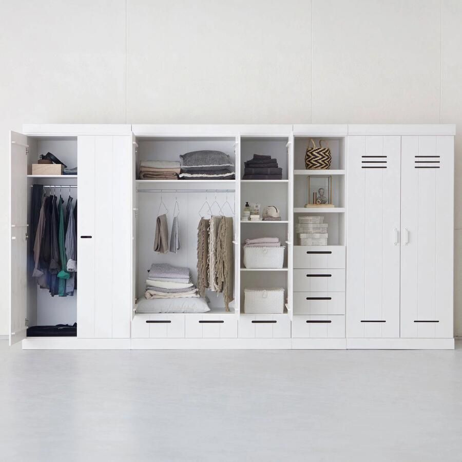 Woood Connect Kledingkast H 195 x B 140 x D 53 cm Lades Planken en Roede Wit - Foto 6