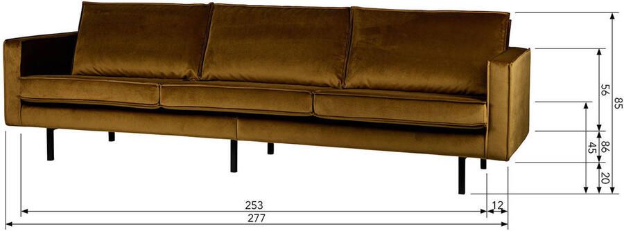 BePureHome | Rodeo 3-zitsbank velvet honinggeel | Zitmeubels woonkamer | 3-zitsbank - Foto 4