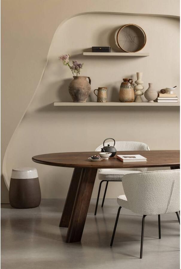 BePureHome Admit Eetkamerstoelen Bouclé Naturel Set van 2 - Foto 5