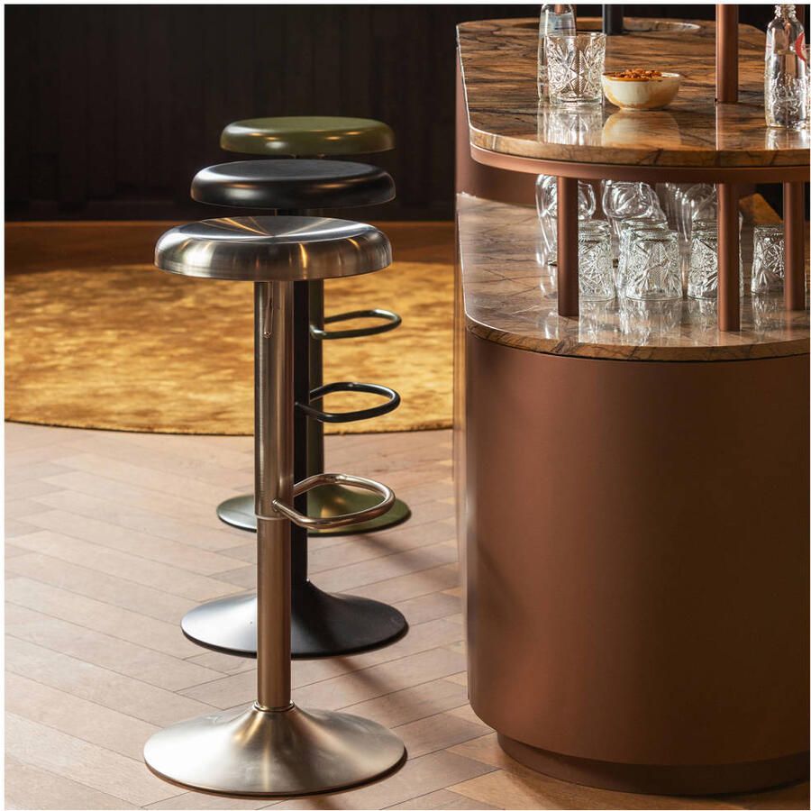 WOOOD | Isaac barkruk metaal warm groen | Zitmeubels eetkamer | Barstoel - Foto 2