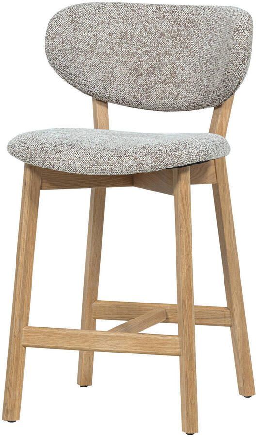 WOOOD Barkruk Udar Geweven melange stof en eikenhout Naturel (zithoogte 65cm)