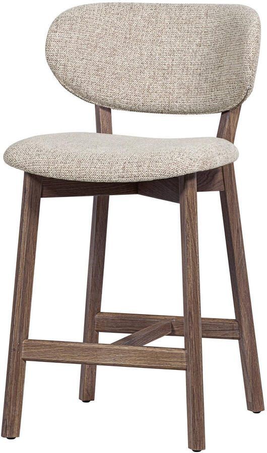 WOOOD Barkruk Udar Geweven melange stof en eikenhout Bruin (zithoogte 65cm)