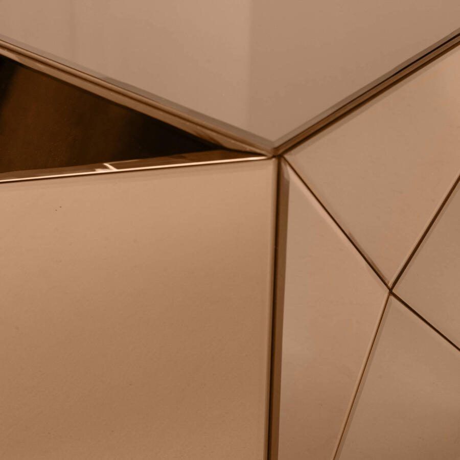 WOOOD Bijzettafel Glintz MDF en spiegelglas 40 x 40cm Bruin Vierkant
