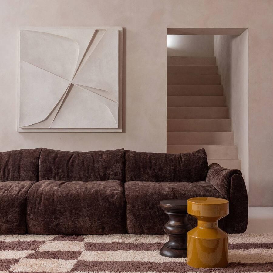 WOOOD | Jonah bijzettafel hout donkerbruin 42xo30cm | Woonkamertafels | Bijzettafel