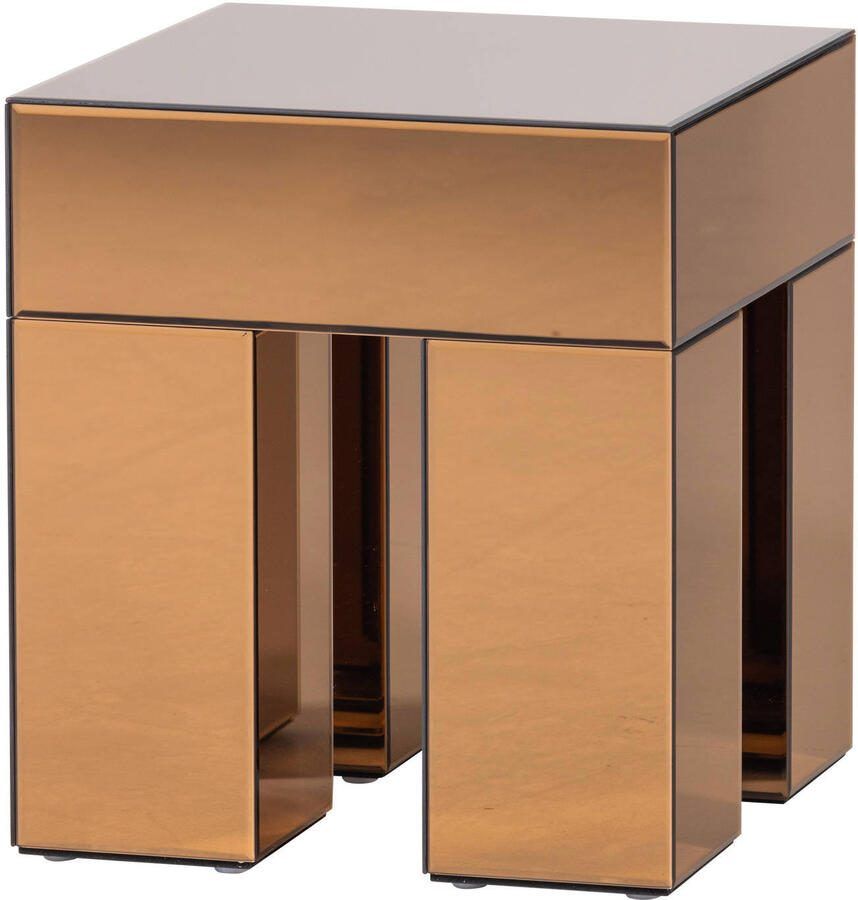 WOOOD Bijzettafel Mirrox MDF met spiegelglas 45 x 45cm Bruin Vierkant