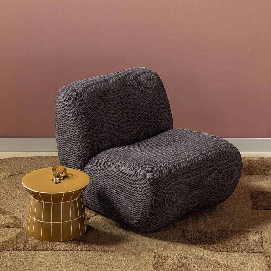 WOOOD Ronde Bijzettafel Plu Keramiek 38cm Honinggeel