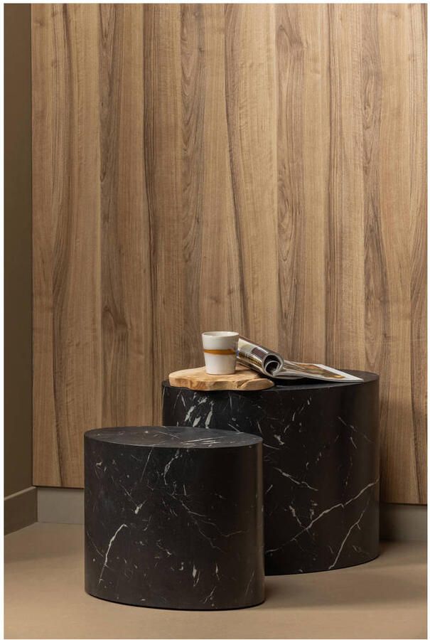 WOOOD Bijzettafel Quint Marmerlook 48 x 33cm Zwart Ovaal Exclusive - Foto 3
