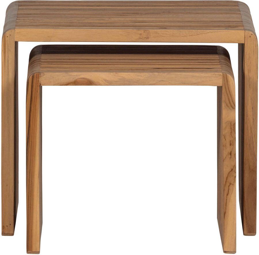 WOOOD | Jasmijn bijzettafel recycled teak naturel set van 2 | Woonkamertafels | BijzettafelBijzettafelset - Foto 4