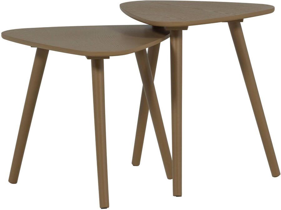 WOOOD | Nila bijzettafels hout mud set van 2 | Woonkamertafels | BijzettafelBijzettafelset
