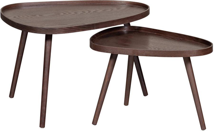 WOOOD Bijzettafel Nissa Set van 2 stuks 71 x 52cm Walnoot