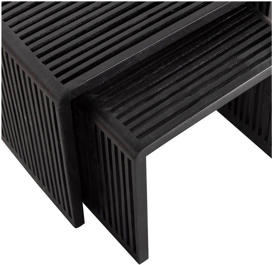 WOOOD | Set 2 willa bijzettafels recycled teak zwart | Woonkamertafels | Bijzettafel - Foto 4