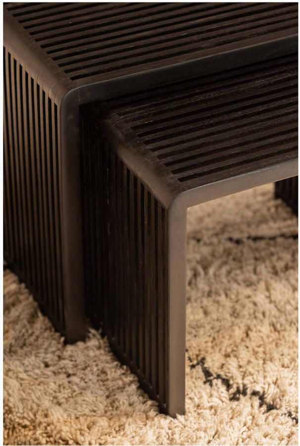 WOOOD | Set 2 willa bijzettafels recycled teak zwart | Woonkamertafels | Bijzettafel - Foto 3