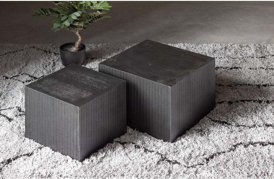 WOOOD | Sanne Bijzettafels Vierkant Zwart set 2 | Woonkamertafels | BijzettafelBijzettafelset - Foto 5