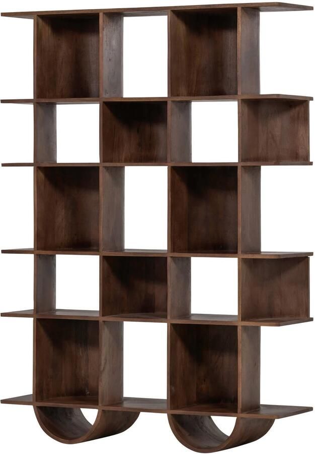 WOOOD | Sinne boekenkast hout walnoot 180x130cm | Woonkamer meubels | Boekenkast | Kast - Foto 4