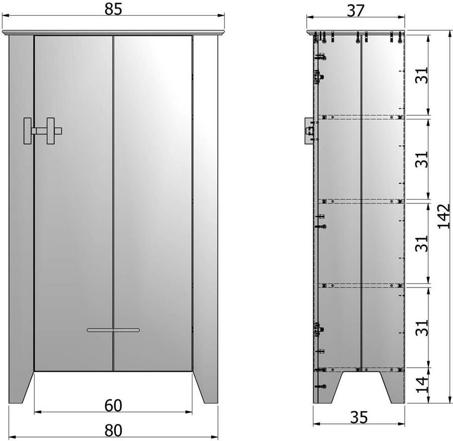WOOOD | Gijs Boerenkast Bezaagd Grenen Zwart | Woonkamer meubels | BergkastKast - Foto 5
