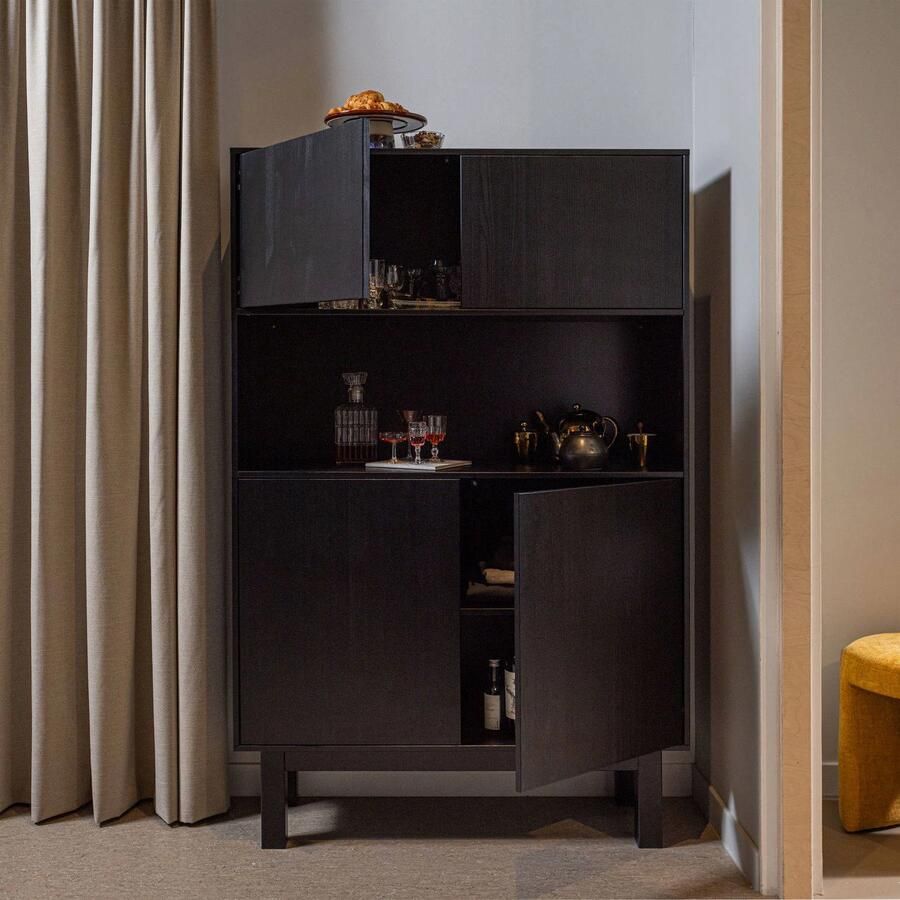 WOOOD Exclusive | Finca Buffet- Drankkast Grenen Diep Zwart | Woonkamer meubels | BuffetkastKastWandkast - Foto 10