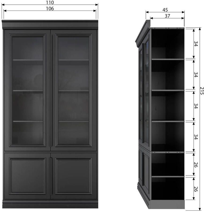 BePureHome | Organize Vitrinekast 44cm Grenen Matzwart | Woonkamer meubels | Vitrinekast - Foto 11