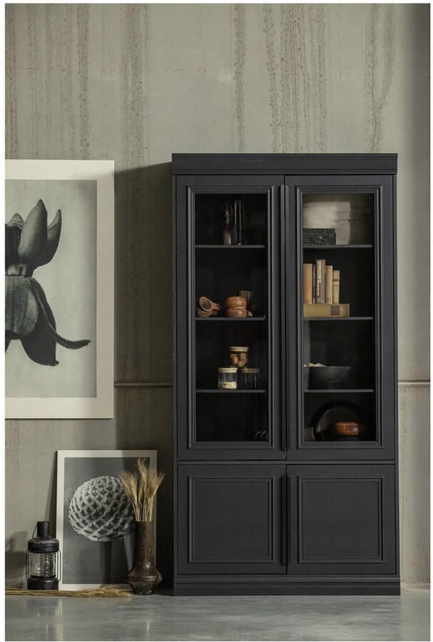 BePureHome | Organize Vitrinekast 44cm Grenen Matzwart | Woonkamer meubels | Vitrinekast - Foto 12