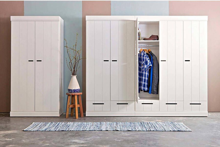 WOOOD | Connect 2 Drs Strokendeur Wit | Slaapkamerkasten | KledingkastLinnenkast - Foto 3