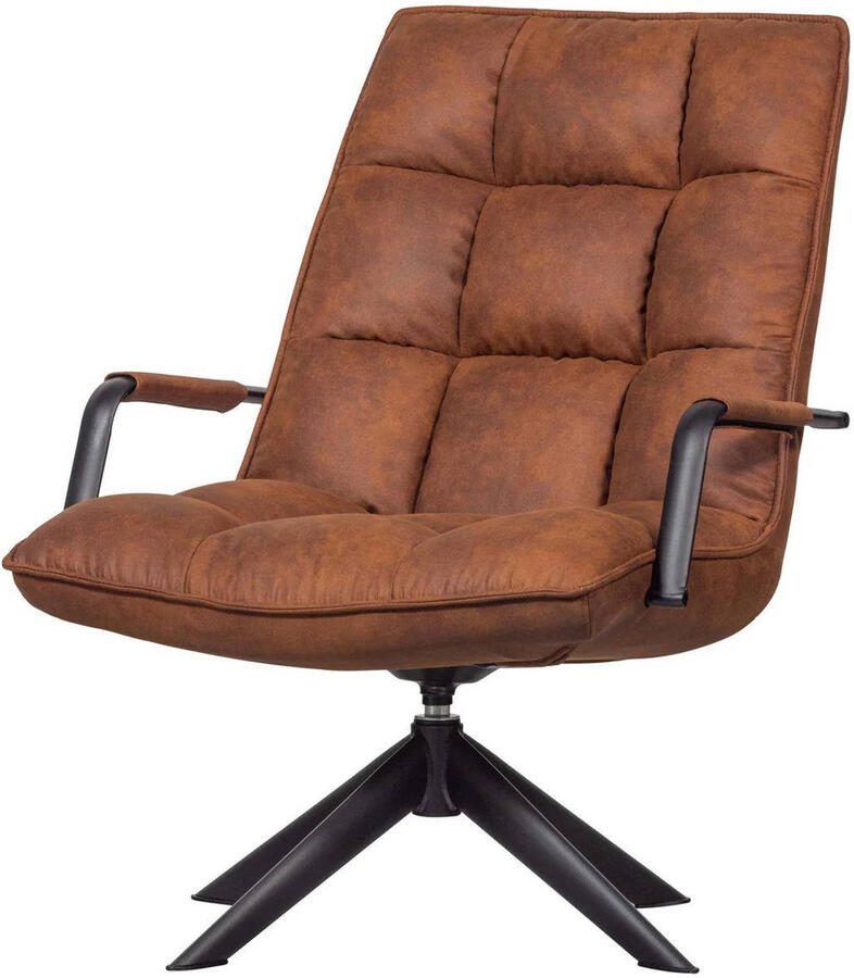 WOOOD Draaifauteuil Jouke Lederlook Met armleuning Cognac