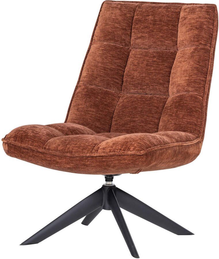 WOOOD Draaifauteuil Jouke Chenille Roestbruin