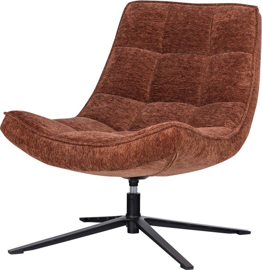 WOOOD Draaifauteuil Maudi Chenille Bruin