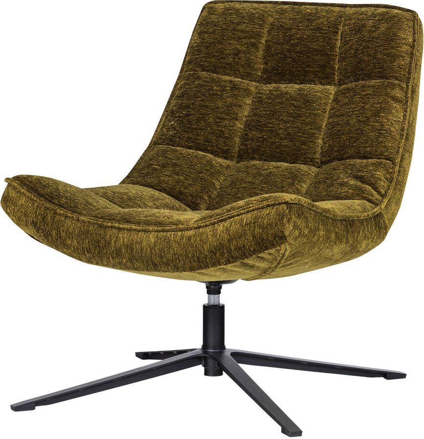 WOOOD Draaifauteuil Maudi Chenille Groen