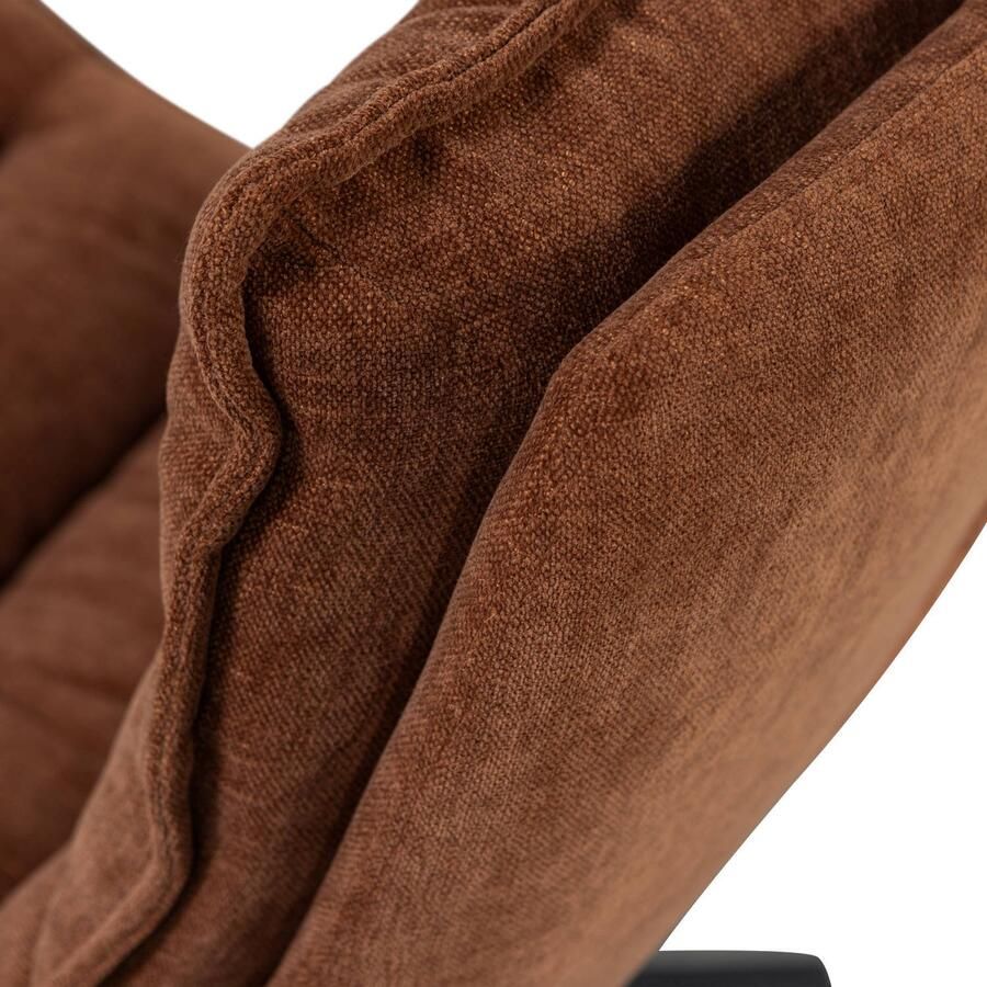 WOOOD | Kube draaifauteuil met hocker bruin | Zitmeubels woonkamer | Draaifauteuil