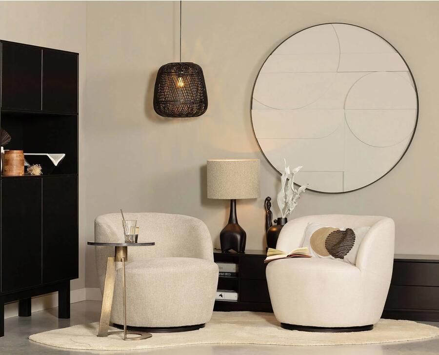 WOOOD Exclusive | Serra Draaifauteuil Geweven Stof Off White | Zitmeubels woonkamer | Draaifauteuil - Foto 4