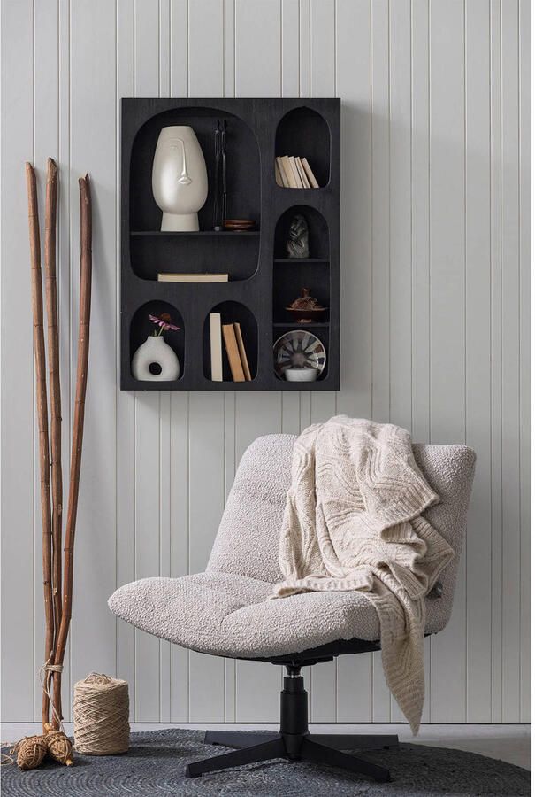 WOOOD Draaibare fauteuil Vinny gepolsterd met zacht bouclé stevige metalen voet breedte 75 cm - Foto 9