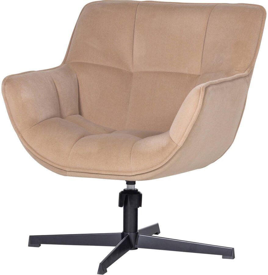 WOOOD Draaifauteuil Wibo Velvet Zand